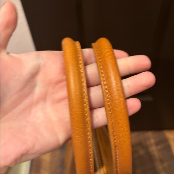 Valentina EUC Croc Embossed Leather Satchel in Tan - Picture 10 of 10